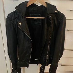 Zara TRF real leather jacket with belt